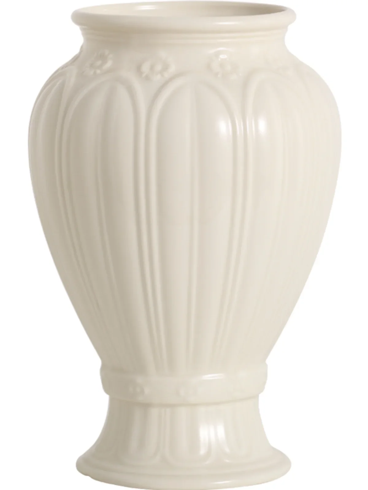 

Retro French Style Rose Light Luxury Relief Vase Cream Living Room Flower Vase Home Decoration Ornaments