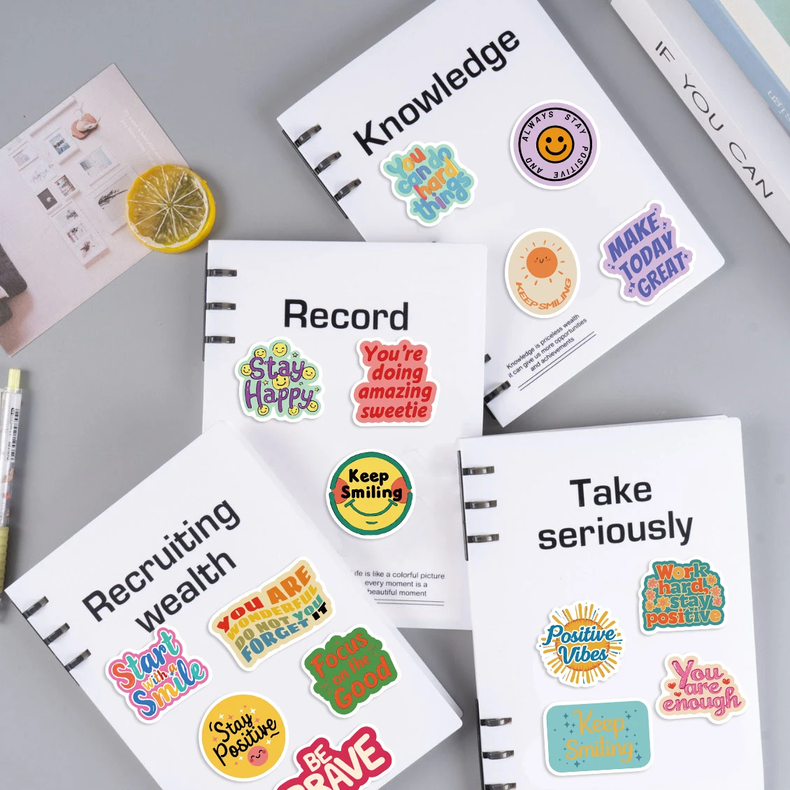 50pcs Cartoon Positive Affirmation Stickers DIY Aesthetic Sticker For Phone Laptop Refrigerator Scrapbook Skateboard Decals