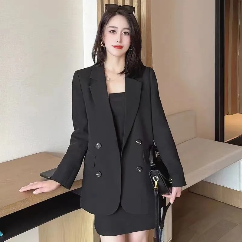 

Insozkdg Spring Autumn Women Formal Blazer Ladies Female Black Long Sleeve Double Breasted Work Wear Jacket Coat Women Clothing