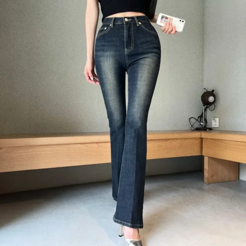 

Girls Fashion High Waisted Jeans Woman Clothing Ladies Casual Streetwear Lim-Fit Denim Trousers Female Vintage