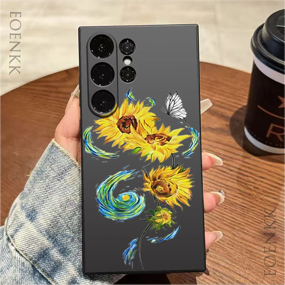 Fine Oil Painting Flower Phone Case For Samsung Galaxy S25 S24 S23 S22 S21 S20 Ultra Plus FE A15 30 20 A53 A71 A72 5G Soft Cover