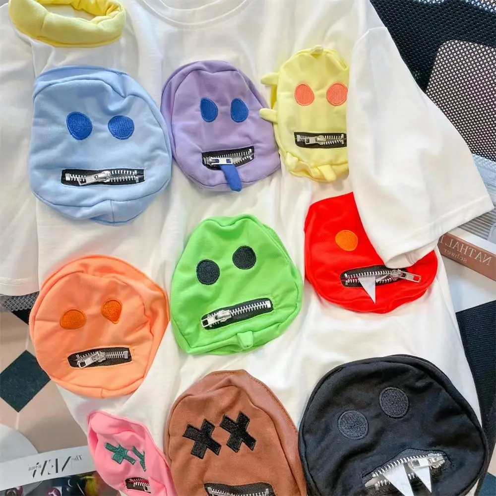 Summer Women T-Shirt Cool Cartoon Face Appliques Colorful Tees Female O Neck Loose Casual High Street Girls Oversize Tees NZ274