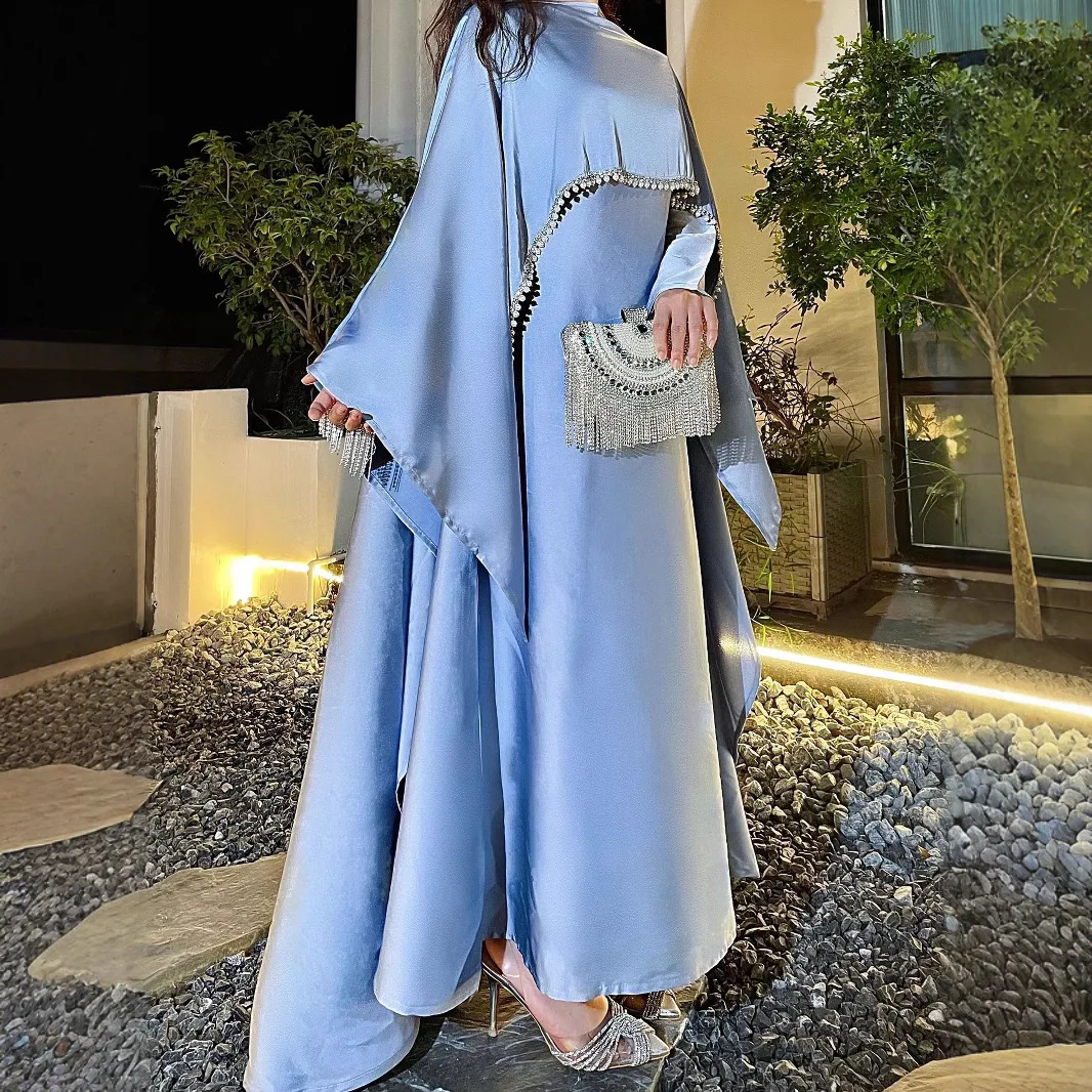 Eid femmes musulmanes Robes Abaya perle chaîne maroc caftan dubaï Abayas Islam Jalabiya robes Ramadan 2025 arabe longue Robe