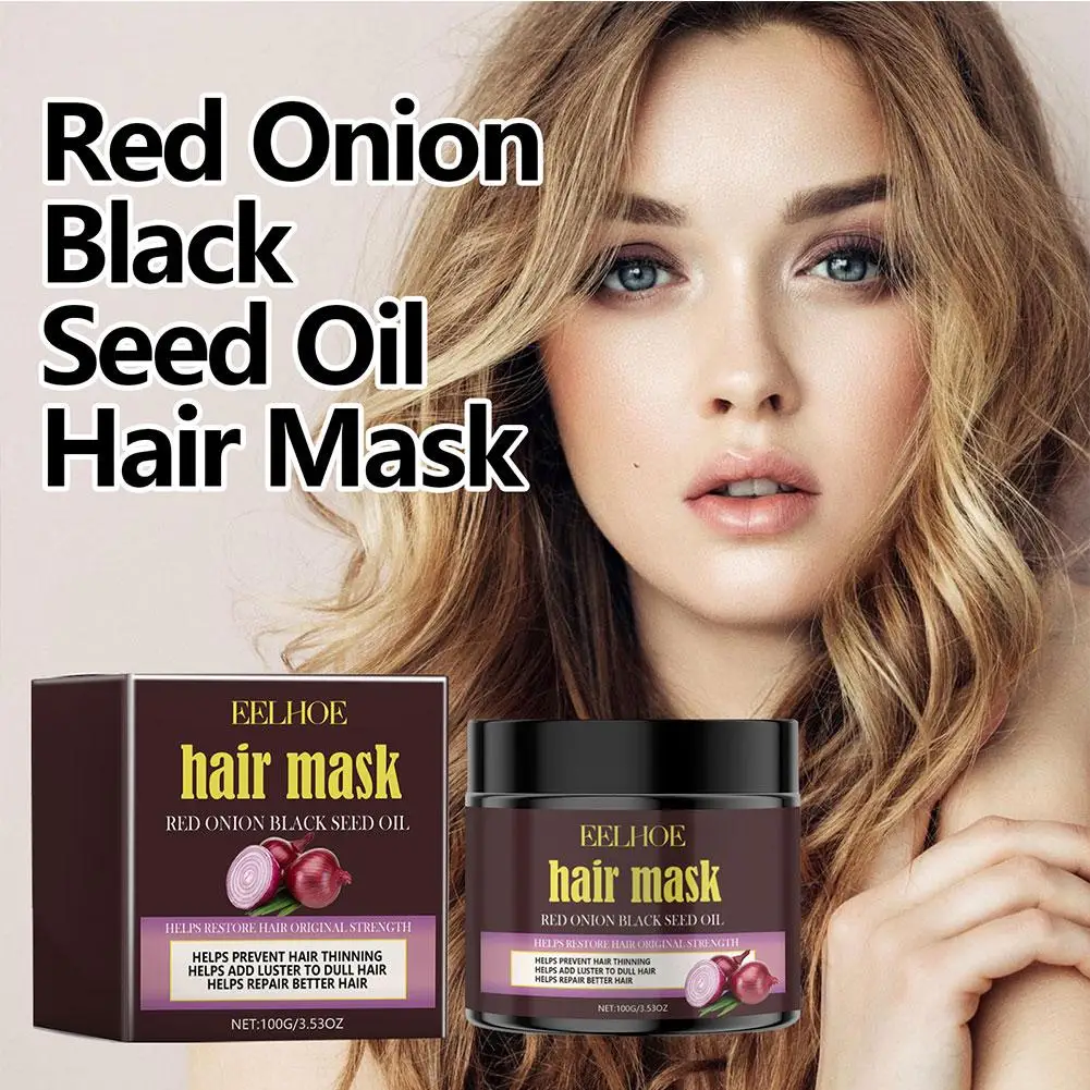 Red Onion Black Seed Oil Hair Mask - Deep Conditioning Hair Mask For Dry Damaged Hair Moisturizing & Strengthening Formula