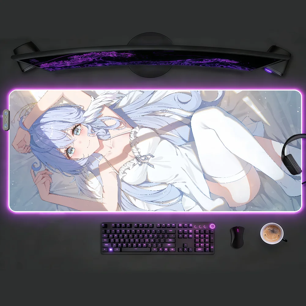 

Robin Honkai Star Rail Mouse Pad RGB LED Non-slip Desk Mat Rubber Gaming Accessories Large XXL Computer Office Keyboard Carpet