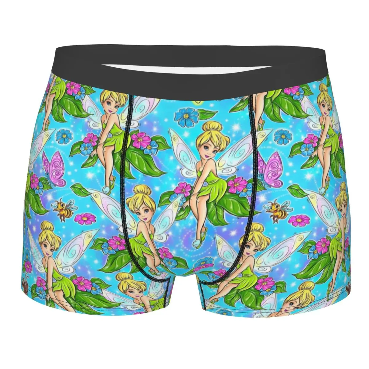 Men Tinker Bell Fairy Cartoon Underwear Princess Anime Novelty Boxer Briefs Shorts Panties Homme Breathable Underpants S-XXL