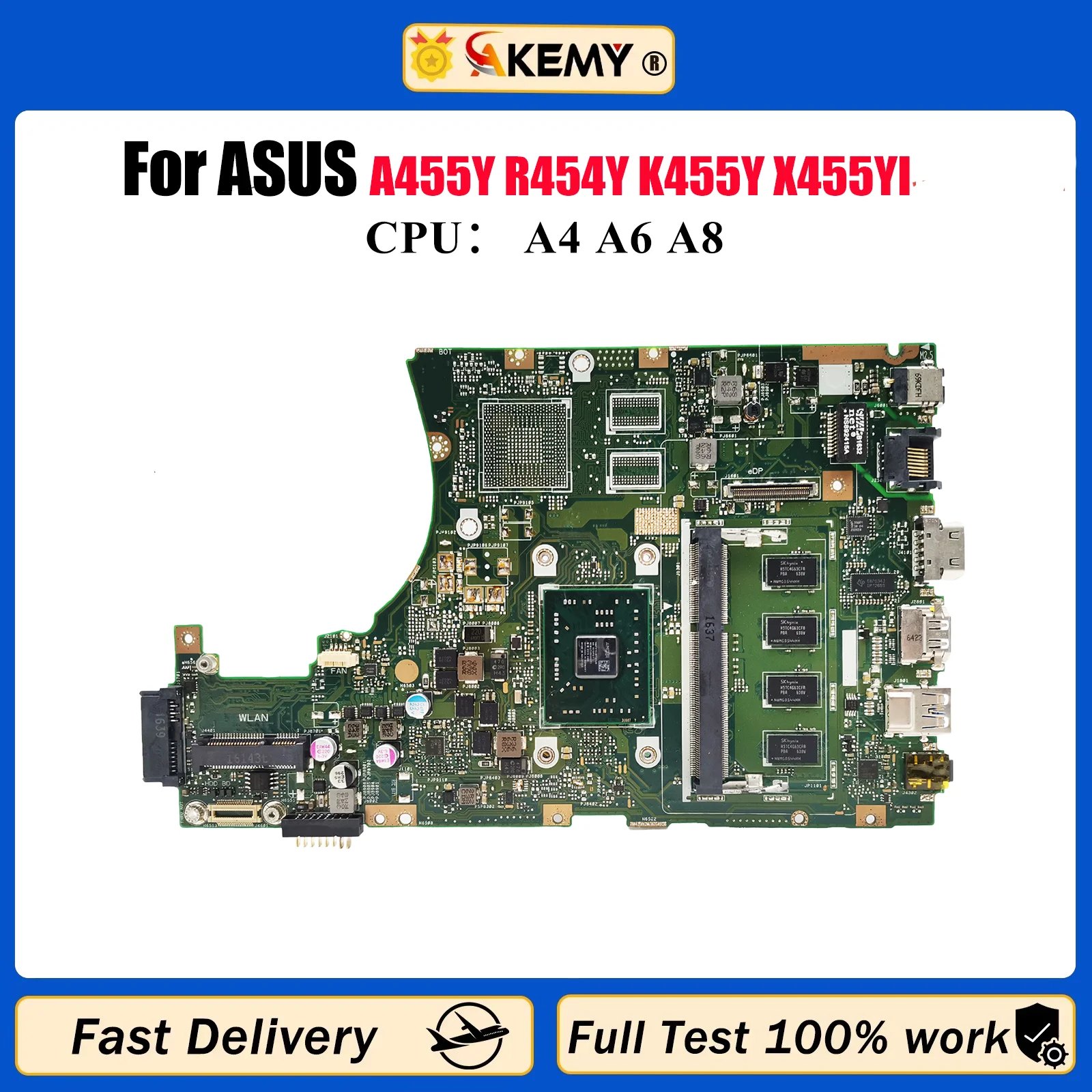 

X455YA Материнская плата для ноутбука ASUS VivoBook X455Y A455Y R454Y K455Y R455Y F455Y X455YI Материнская плата с процессором A4 A6 A8 tests stk