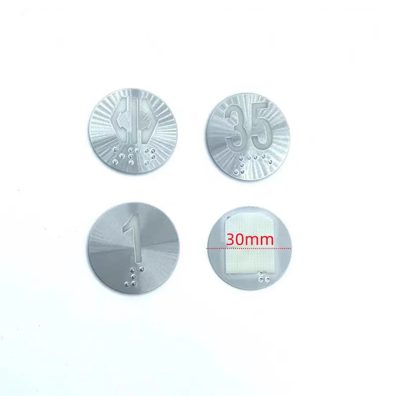 10PCS Elevator Button Character Symbols Complete Straight Through 30MM Round Stainless Steel With Braille Elevator Parts