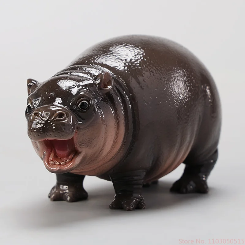 JXK Hippo Cub Moodeng Pork Balls Bouncing Pig Simulation Animal Gk Figure Model Decoration