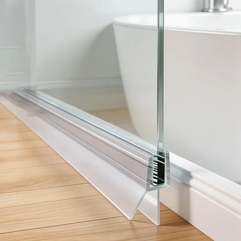 1PC Transparent Sealing Strip, Suitable for Bottom Sealing of Frameless Sliding Glass Doors, with Corner Protection And Leak-Pro