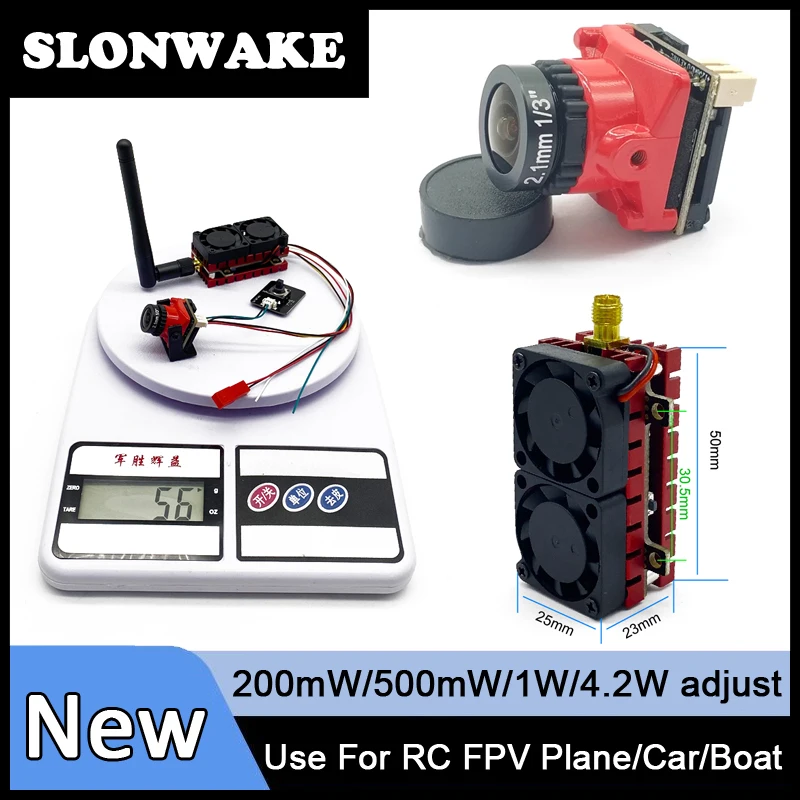 Trasmettitore SLONWAKE 5.8G 48CH 4.2W VTX con fotocamera 1200TVL fpv e occhiali VR009 FPV Occhiali HD per cuffie video da 3 pollici 480 * 320px