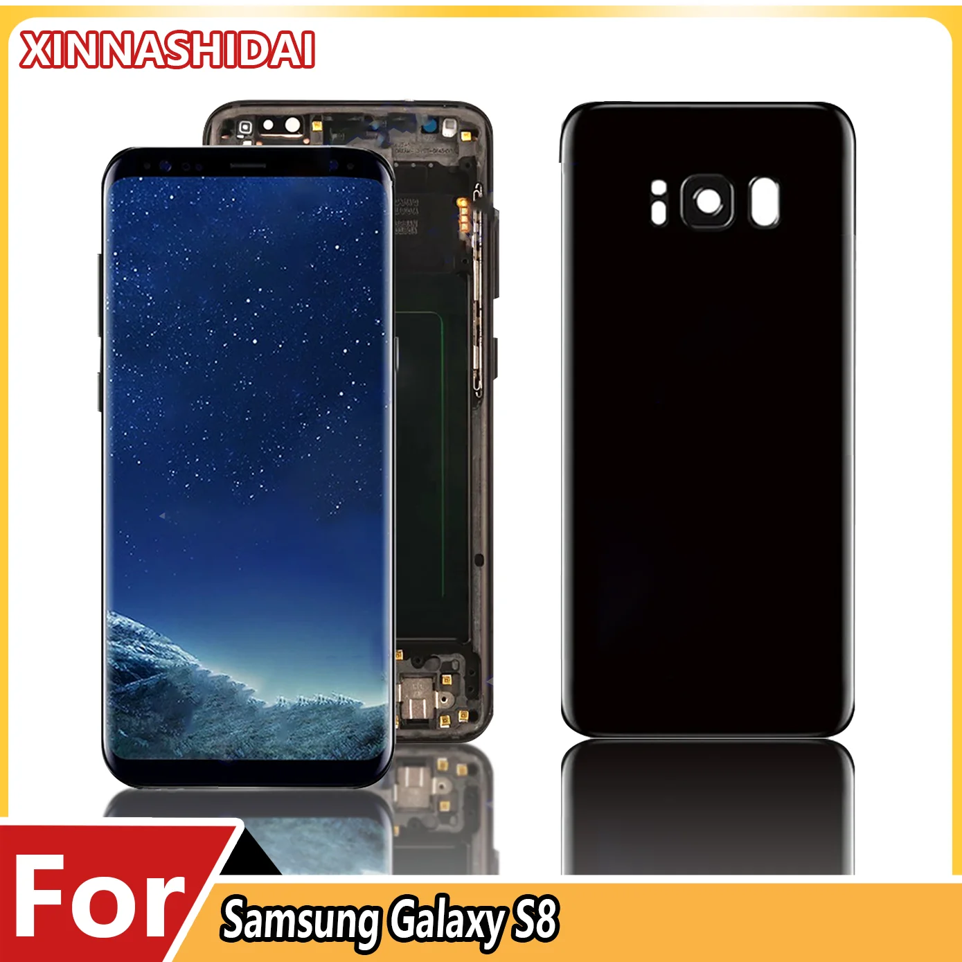 For Samsung Galaxy S8 OLED Digitizer Touch Screen S8 G950 SM-G950F Assembly Replacement With Frame Back Cover