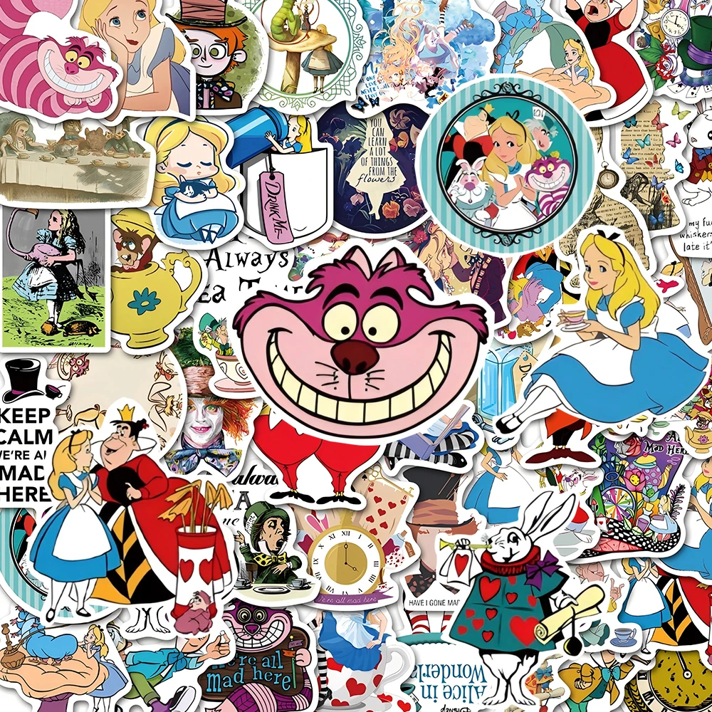 10/30/50 Stück Kawaii Disney Alice im Wunderland Aufkleber Niedliche Cartoon-Sticker Wasserfeste DIY Schreibwaren Handy-Aufkleber Großhandel