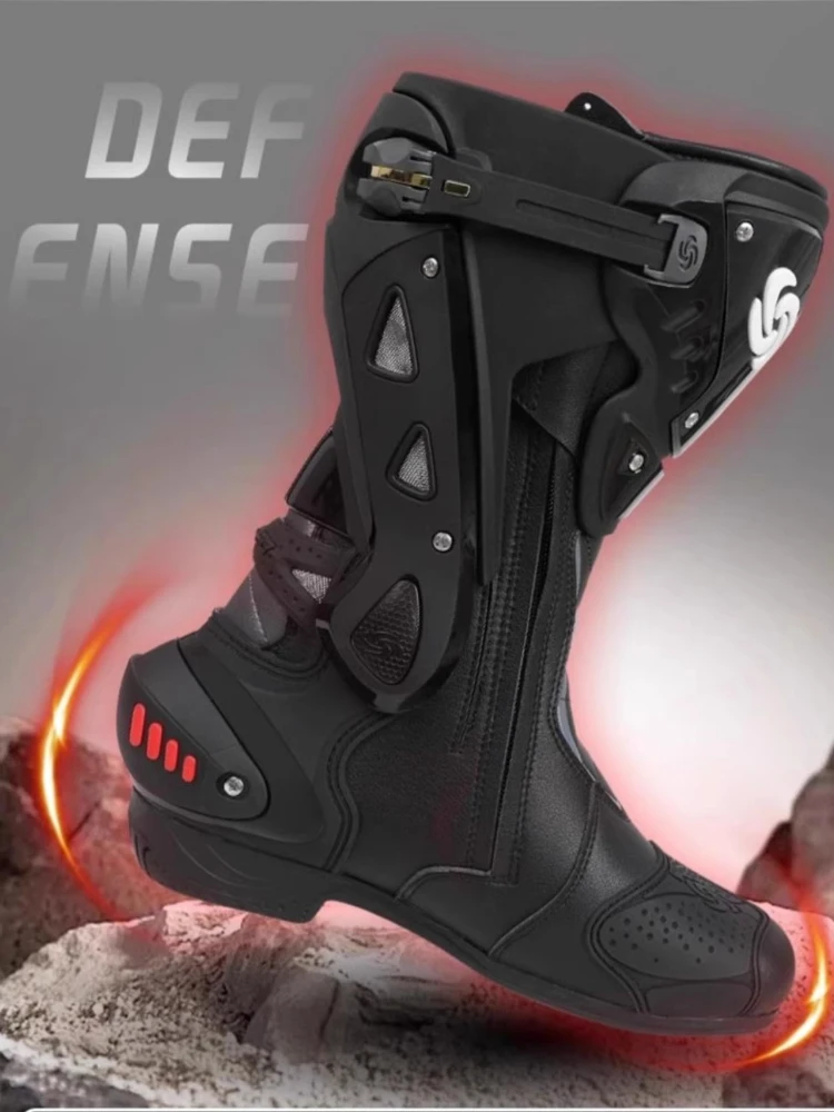 Men's Steel Toe Enduro Motorcycle Motocross Boots Leather safety Cross Ankle Gear Shift Shoes for Off-Road Racing Accessories