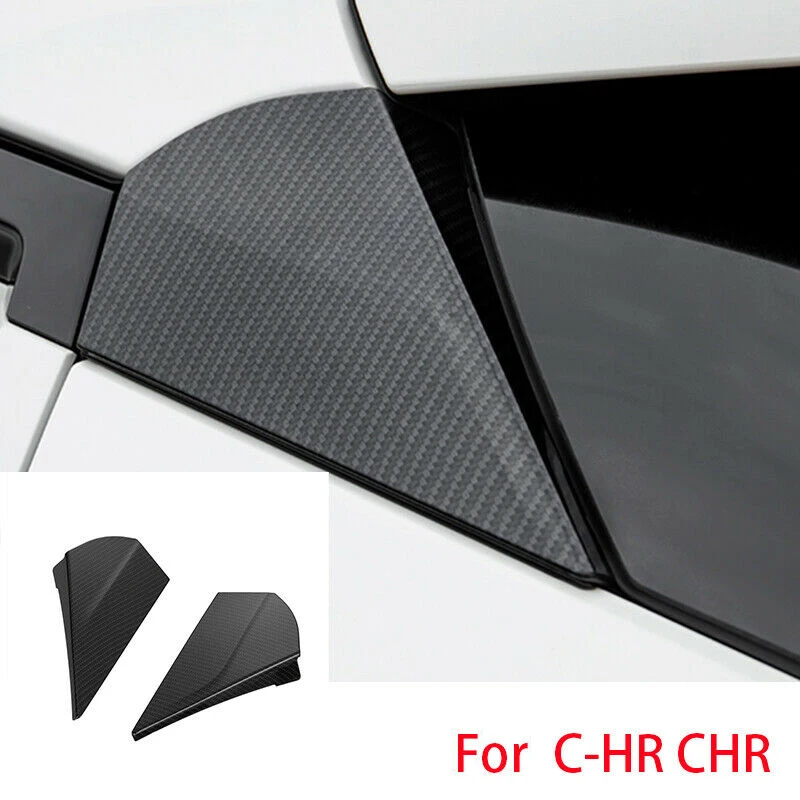 

Car Carbon Fiber Color Rear Window Spoiler Triple-Cornered Cover For Toyota C-HR CHR 2016-2018