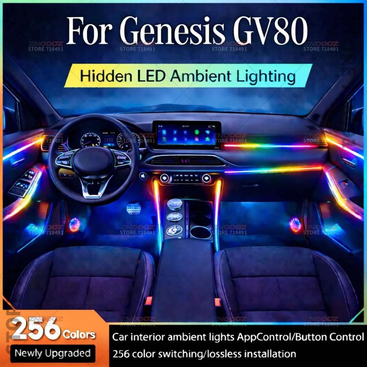 

22в1 RGB интерьер автомобиля акриловые автомобильные окружающие освещение RGB скрытая акриловая полоса украшения атмосферные аксессуары для Genesis GV80