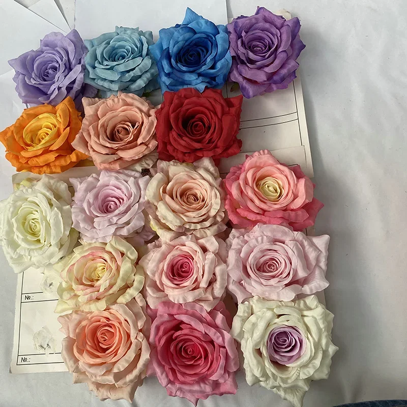 3PCS DIA 14CM Thailand Queen Rose Head Wedding Decoration Flower Shooting Props Silk Flower DIY Artificial Flower