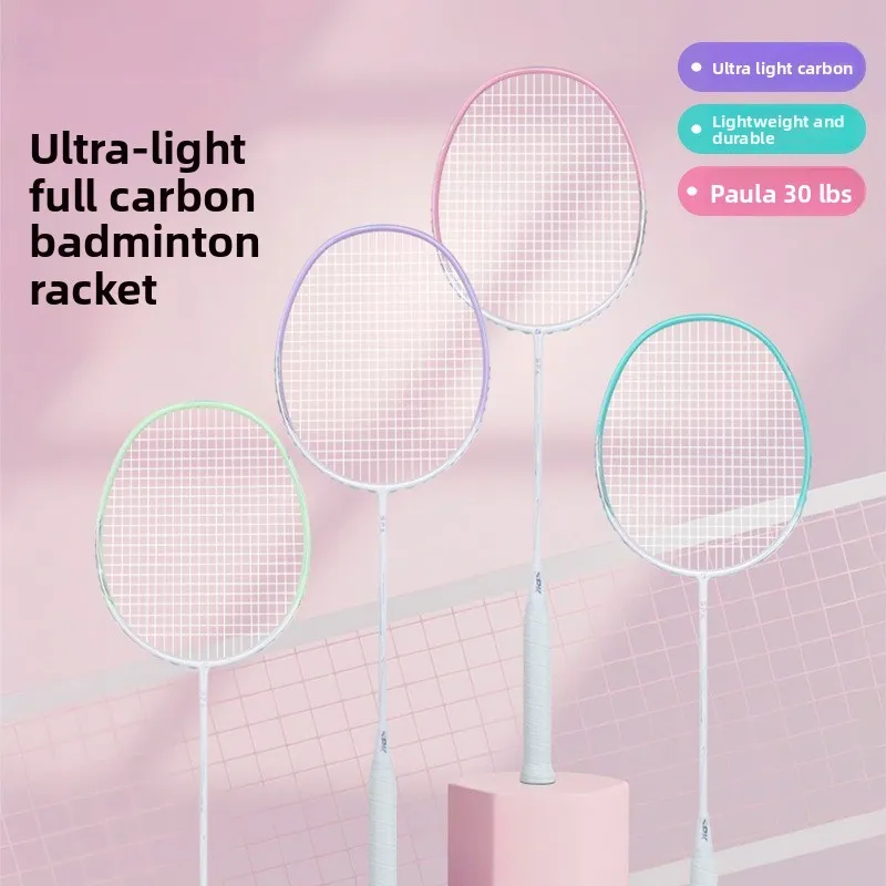 

Professional Adult Badminton Racket Carbon Fiber Ultra Light 30Lb Durable Powerful Single Double Training Competition Li-ning