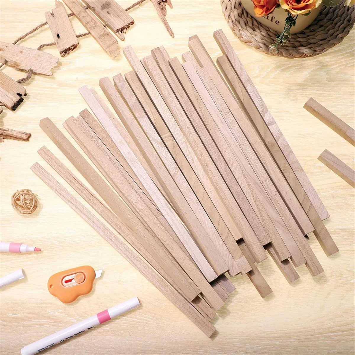 ABJZ 70 шт. 1/2 дюйма X 12 дюймов палочки из бальзы, квадратные деревянные дюбеля, незавершенные полоски из бальзы, деревянные палочки для поделок