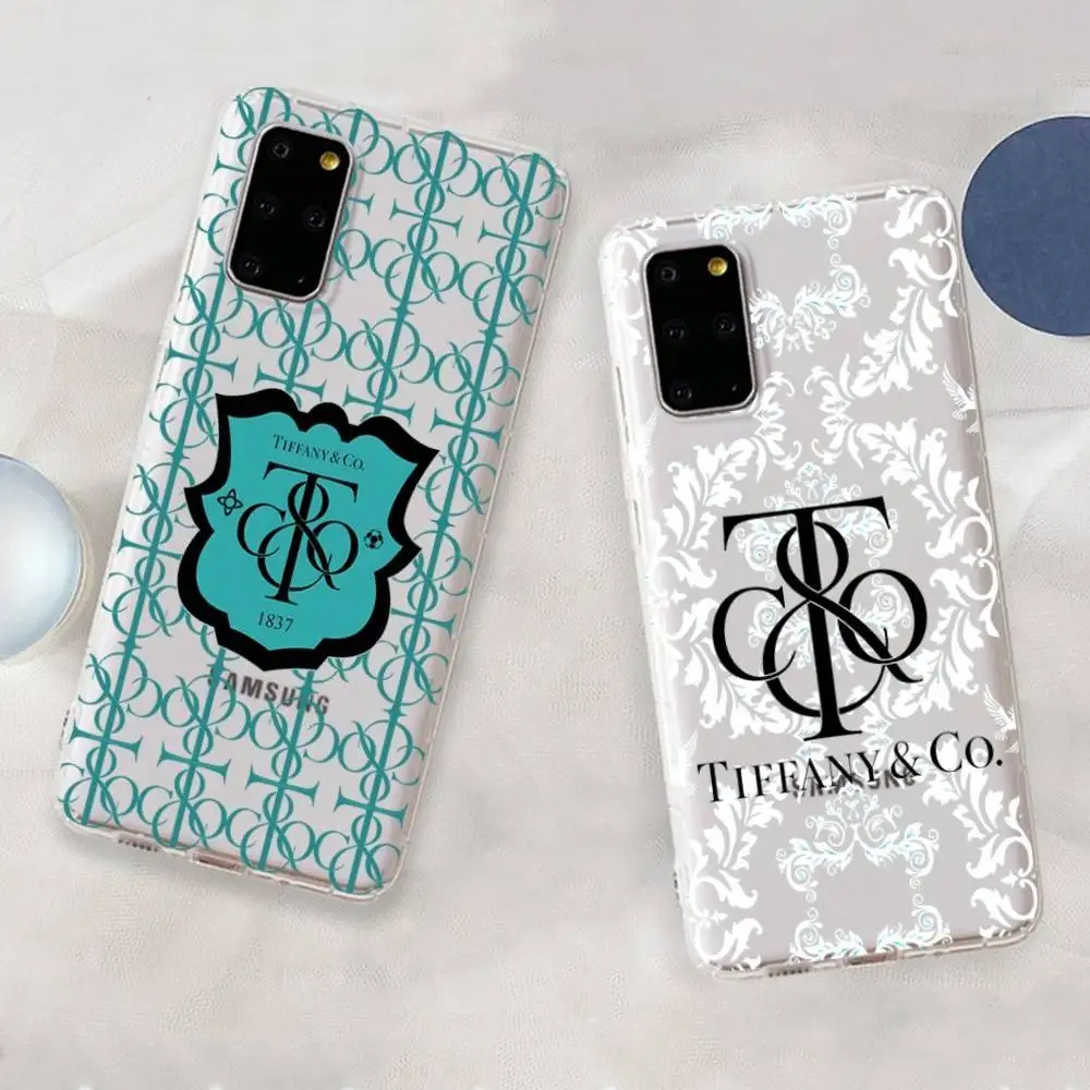 Funda de teléfono azul T-Tiffany-S para Samsung S 20 21 22 23 Lite Plus, Funda móvil Ultra transparente