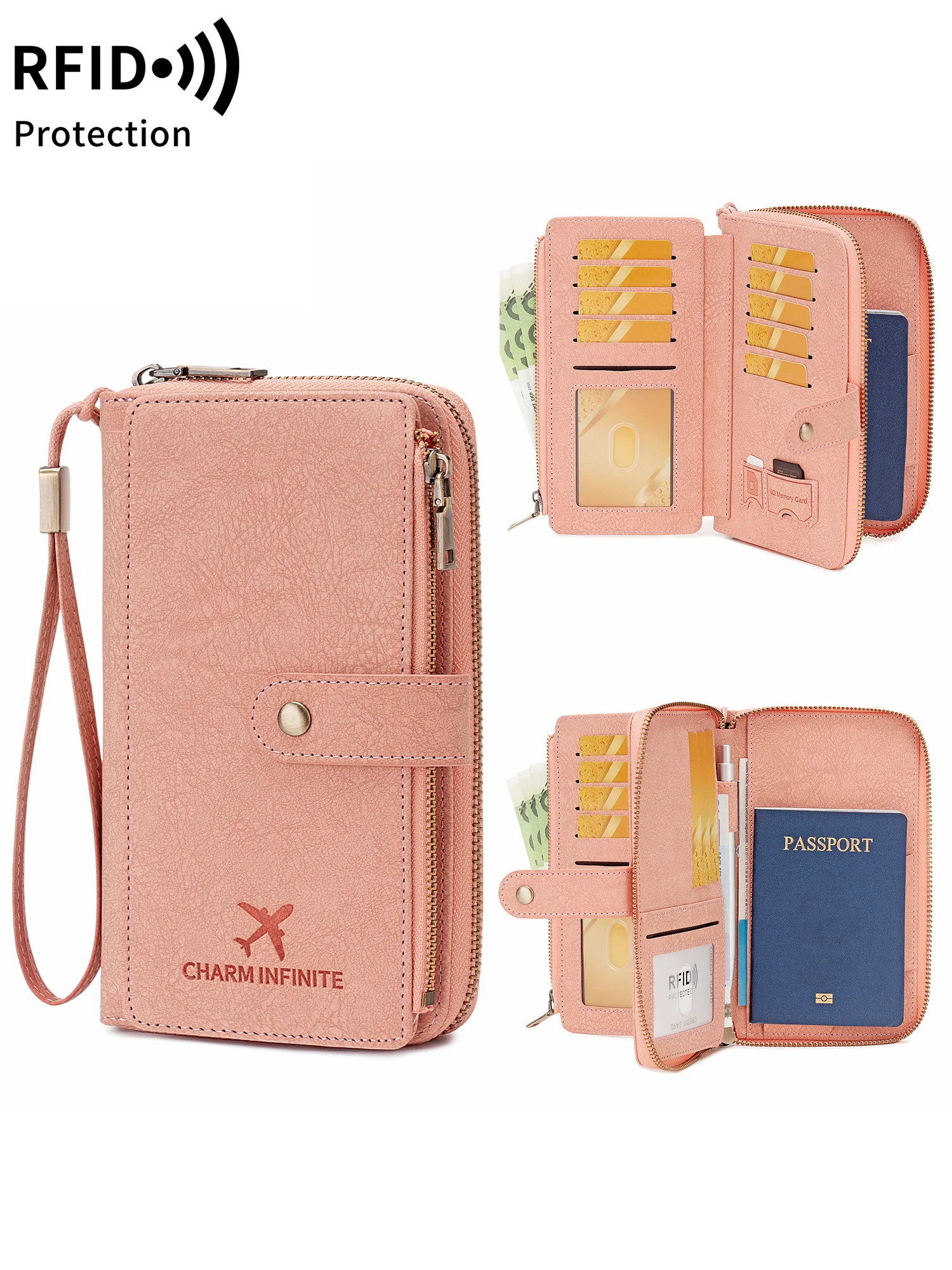

New Travel Passport Clip Wallet Women and Men Multifunctional PU Leather Card Holde RFID Anti Theft Swiping Wallets Storage Bag