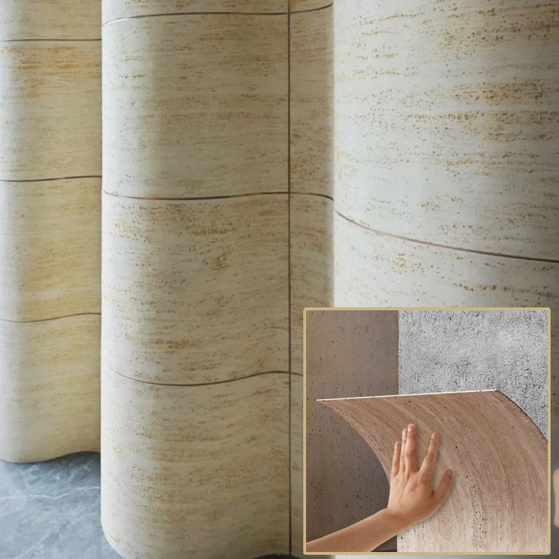 Thick Self-Adhesive Wallpapers Home Decor Wall Sticker 3D Travertine Wall Panels Pvc Luxury Soft Roman Faux Stone Tile Stickers