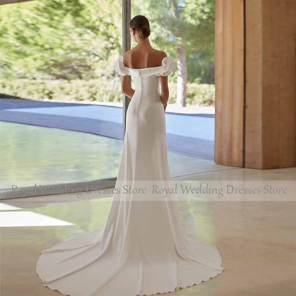 Vestido de novia elegante de color marfil, vestidos de novia con hombros descubiertos de sirena para mujer, vestidos de novia largos y sencillos para novia 2025