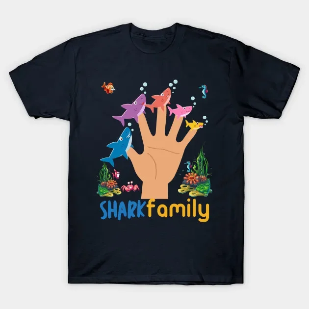 Five Fingers Shark Family T Shirt. New 100% Cotton Short Sleeve O-Neck T-shirt Casual Clothing Mens Top