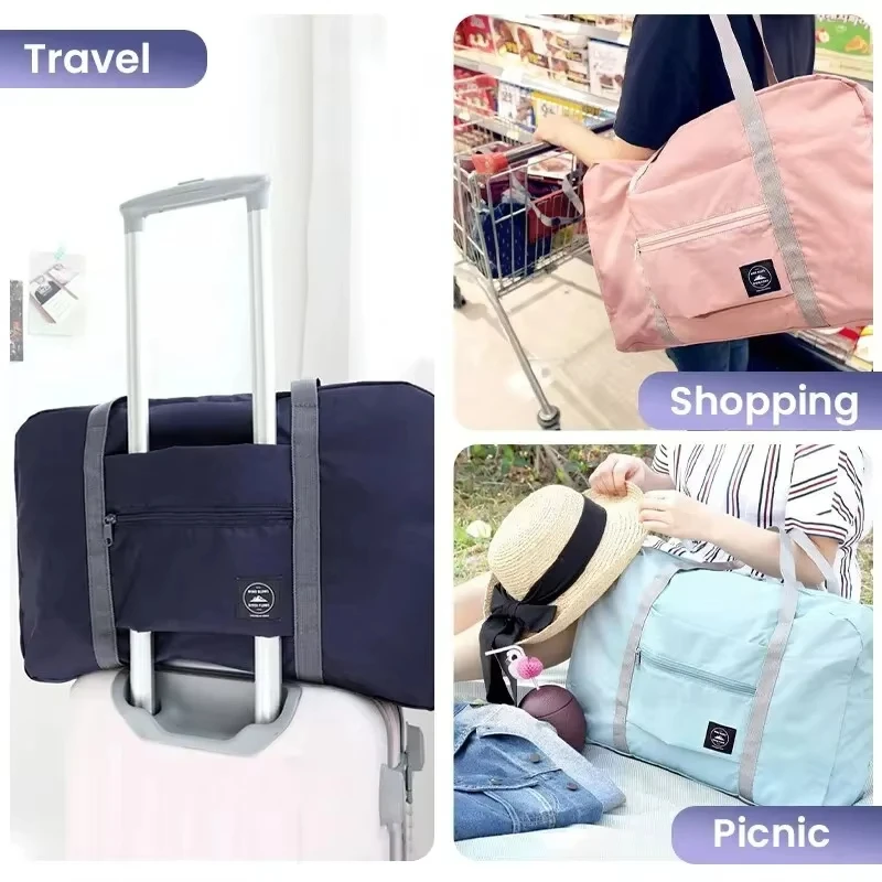 Bolsa de almacenamiento de viaje plegable para aerolíneas, bolsa de mano para fin de semana durante la noche, bolsa de equipaje para gimnasio, mujeres y hombres