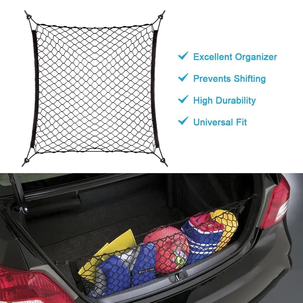 Trunk Cargo Storage Net With 4Hook Nylon Material Fit Audi A1 A2 A3 A4 A5 A6 A7 A8 Q2 Q3 Q5 Q7 S3 S4 S5 S6 S7 S8 Vehicle Luggage