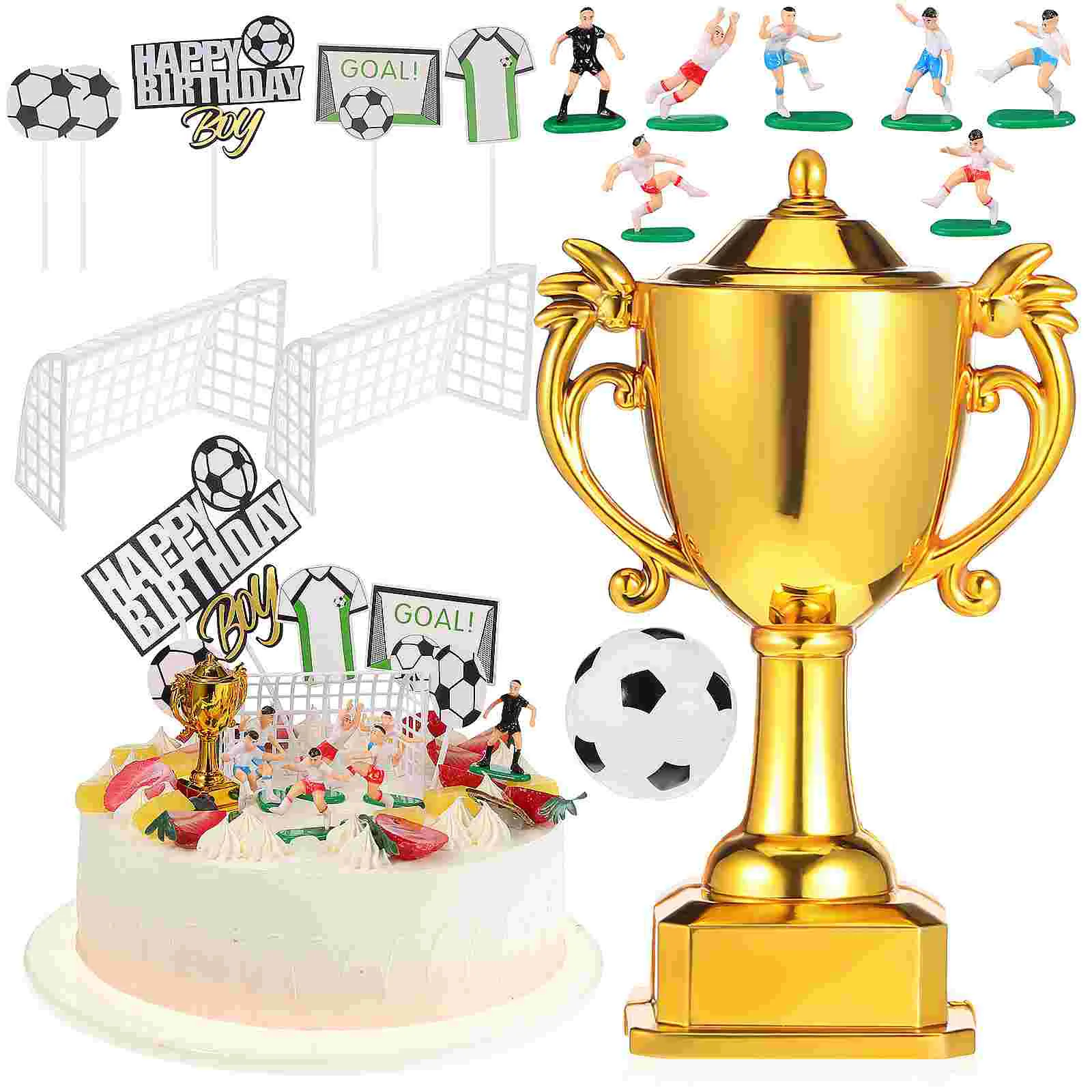 

Football Team Birthday Cake Baking Party Plug-in Accessories Soccer Topper Paper Cup Decorations Cupcake Plastic Man