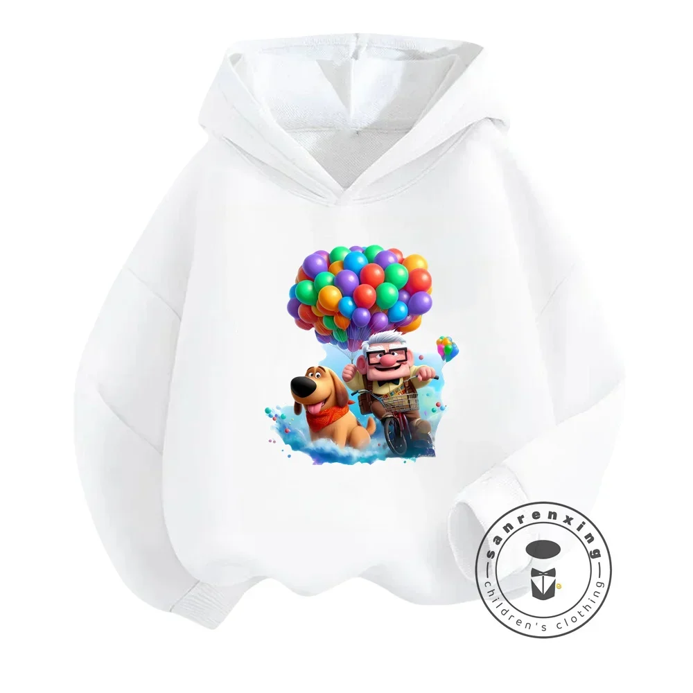 Disney's Trendy Cartoon Hoodie Flying House Globe Print for Boys Girls New Arrival Warm Elastic and Infused with Kawaii Charm