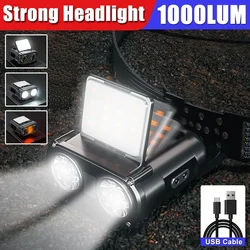 Induction Headlamp Type-c Rechargeable Headlight Portable Rotating Hunting Lights Led Flashlight Fishing Front Bicycle Light