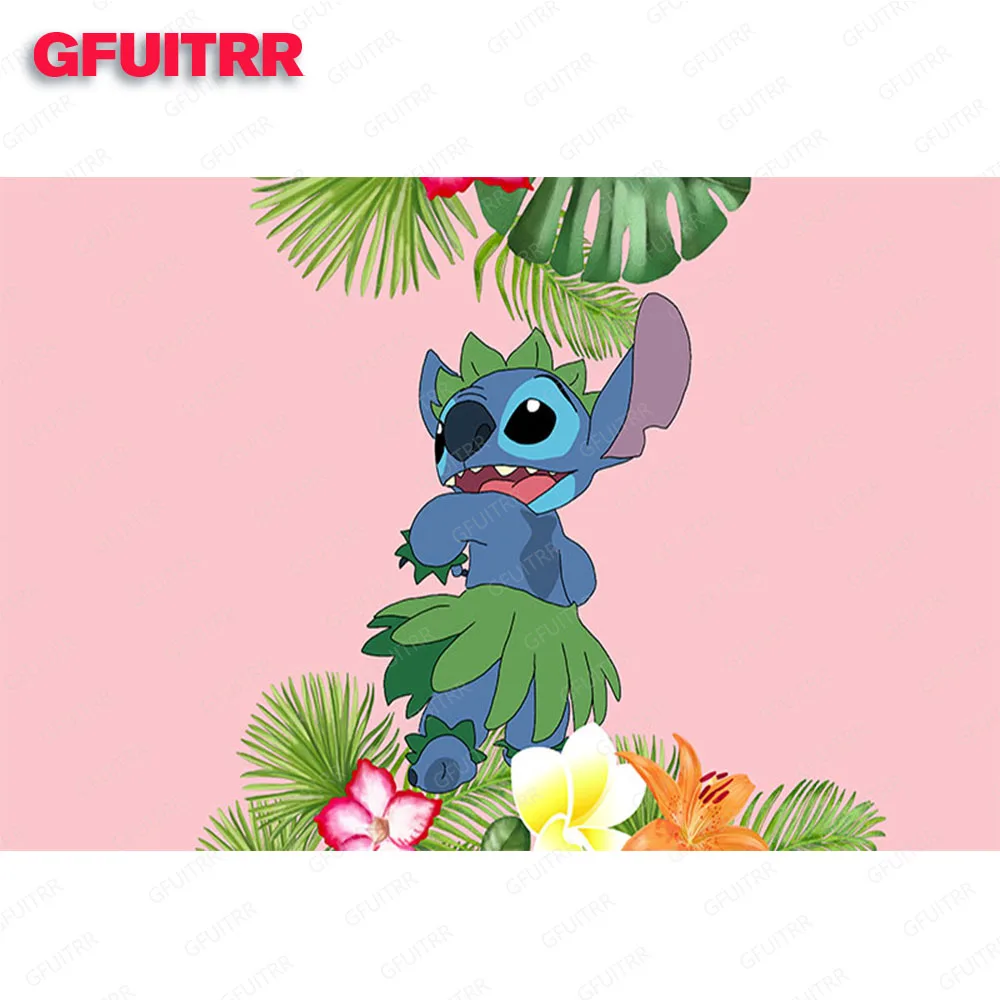 Lilo & Stitch Round Backdrop for Kids Birthday Party Decoration Photography Background Cylinder Cover Baby Shower Prop