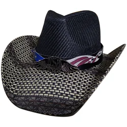 Inventory Western Cowboy Hat Spliced Straw Hat New Men's and Women's Jazz Cowboy Hat Straw Hat Sun Hat Sombrero Vaquer