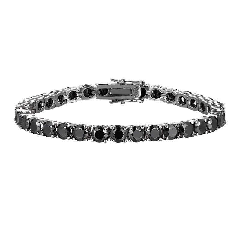 HORRIPAL 3/4/5mm Full Black Moissanite Tennis Bracelets for Women Men 925 Silver Pass Diamond Test Jewelry with Certificate