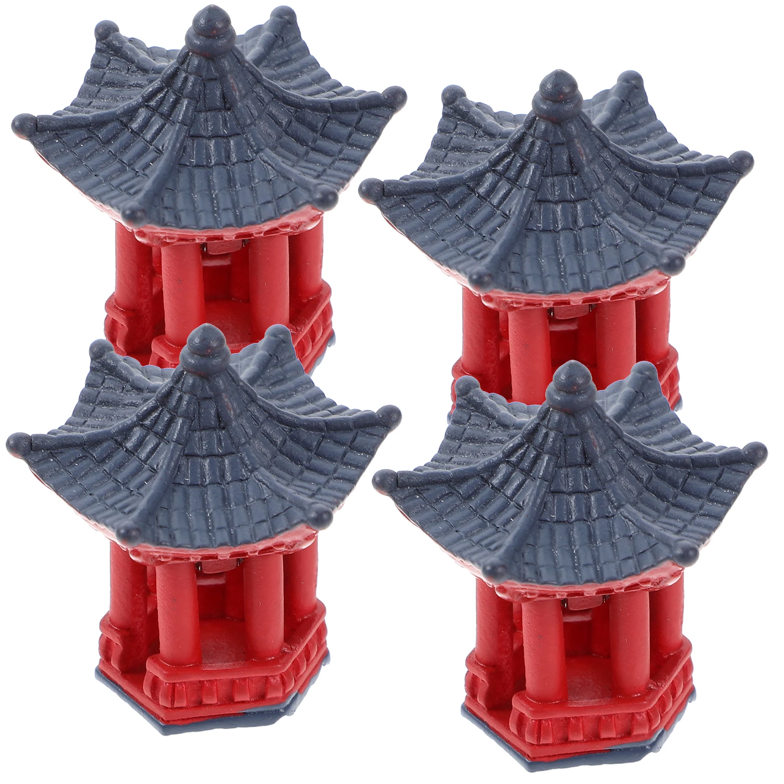 

4pcs Miniature Pavilion Statue Resin Decor Micro Landscape Garden Ornaments Simulation Pagoda Model Tiny Pavilion Decorations