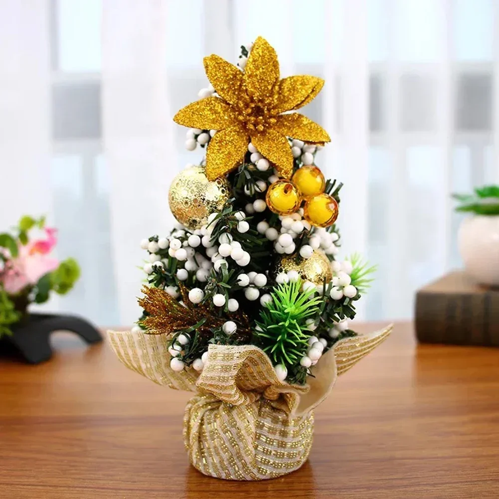 Mini Tree Christmas Tree For Home 1pc 20cm Festival Supplies Miniature Navidad Santa Claus Tabletop Decoration