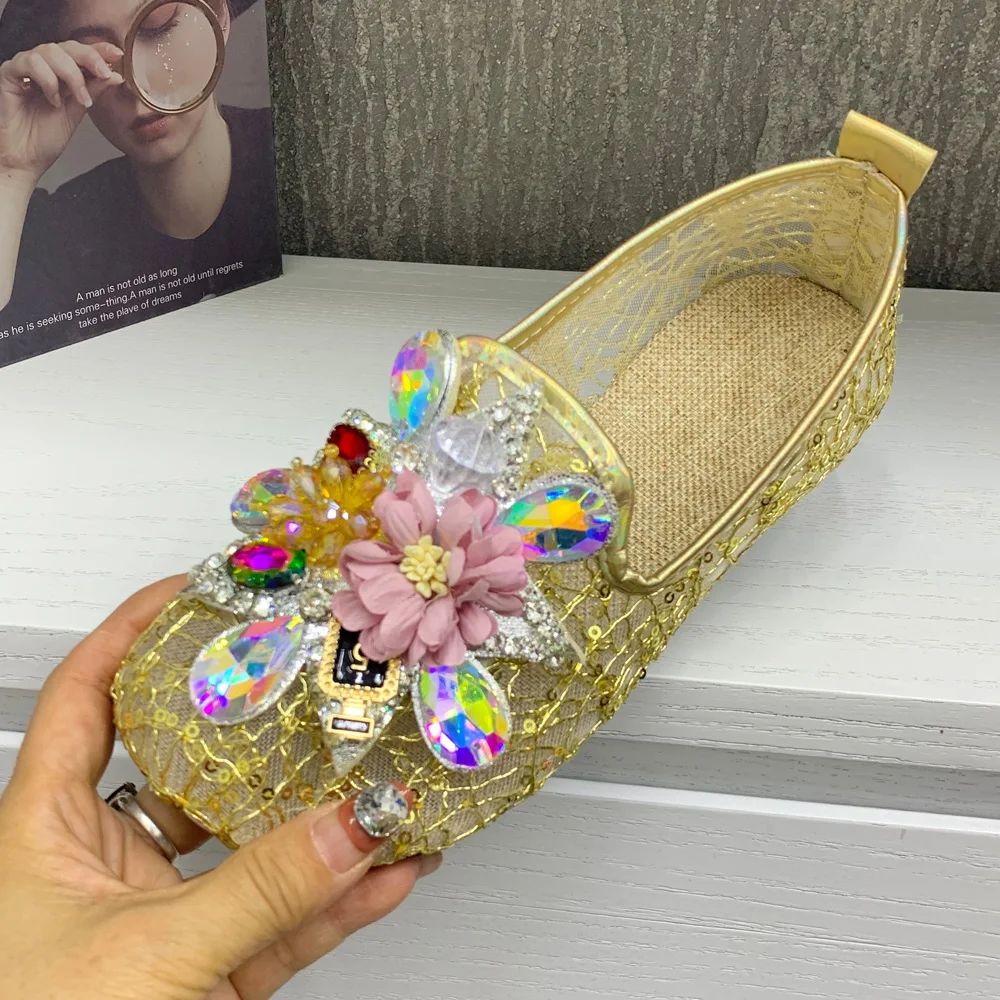 Summer Women Shoes Lace Flowers Fashion Female Sandals Breathable Casual Women Loafers Plus Size Women Mullers