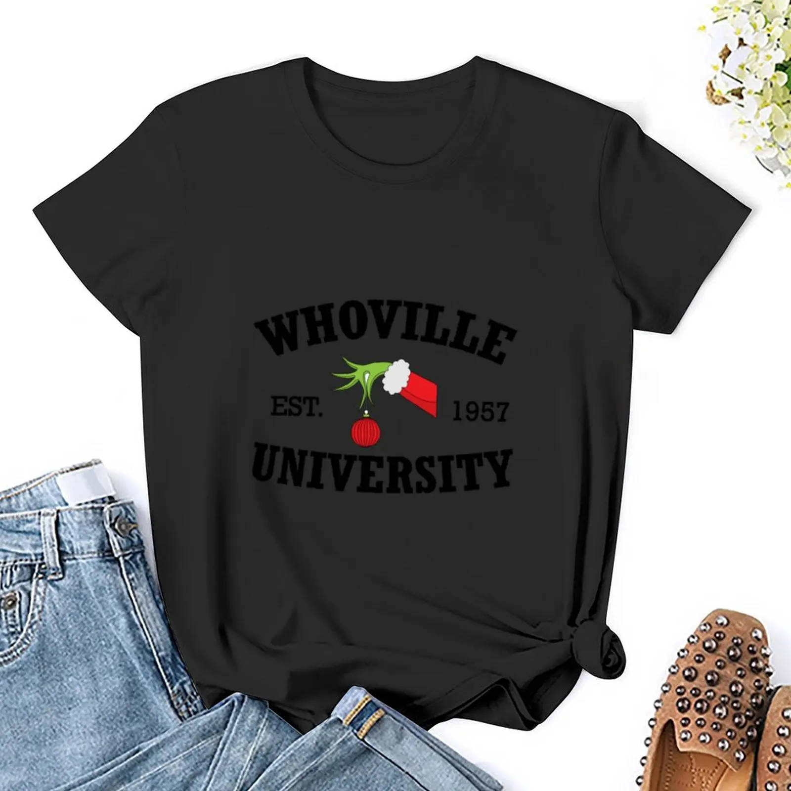 Whoville University EST 1957 Christmas Crewneck T-Shirt female Aesthetic clothing hippie clothes Womens clothing