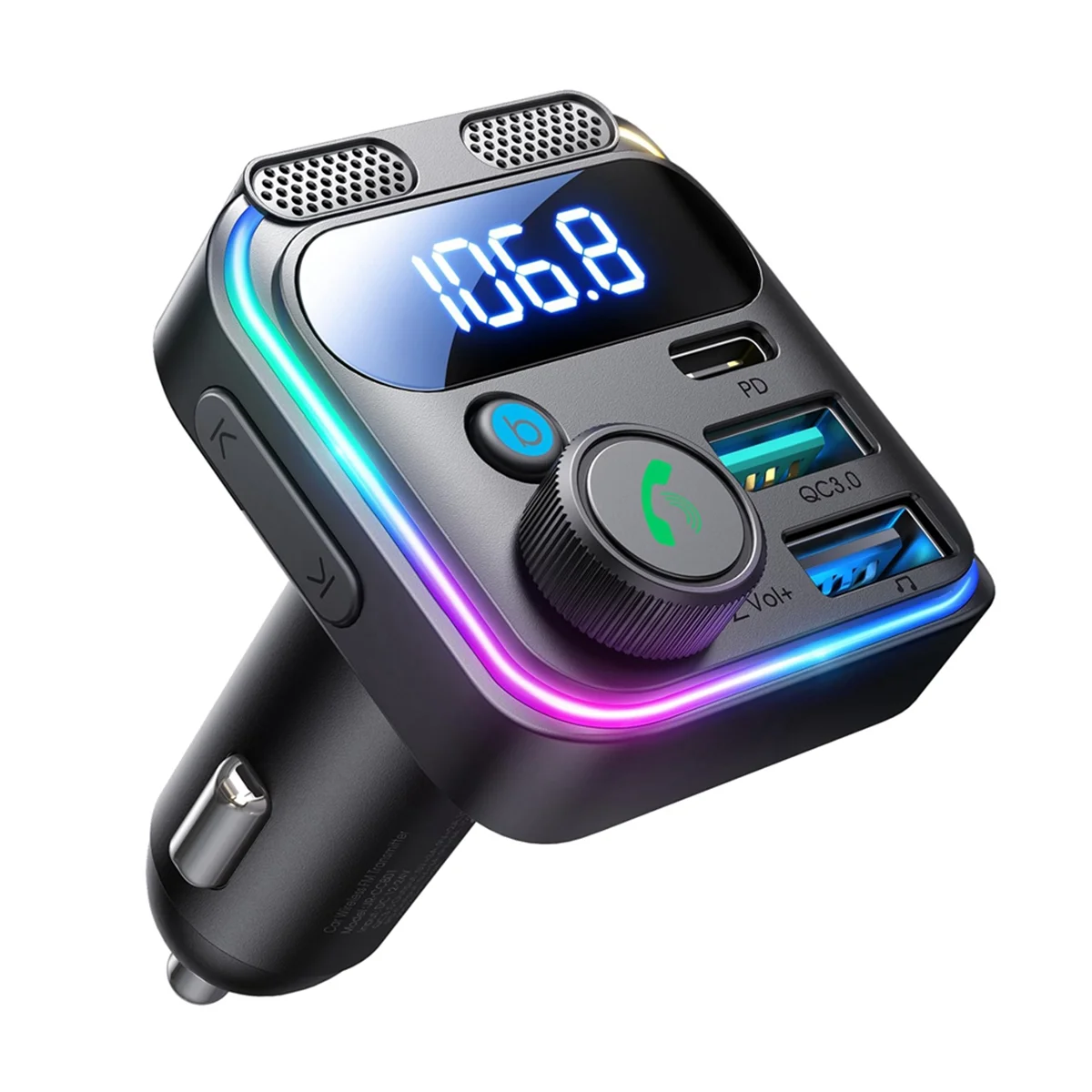 

JOYROOM FM Transmitter Dual Mics & HiFi Bass 48W PD&QC3.0 USB C Bluetooth 5.3 Car Charger