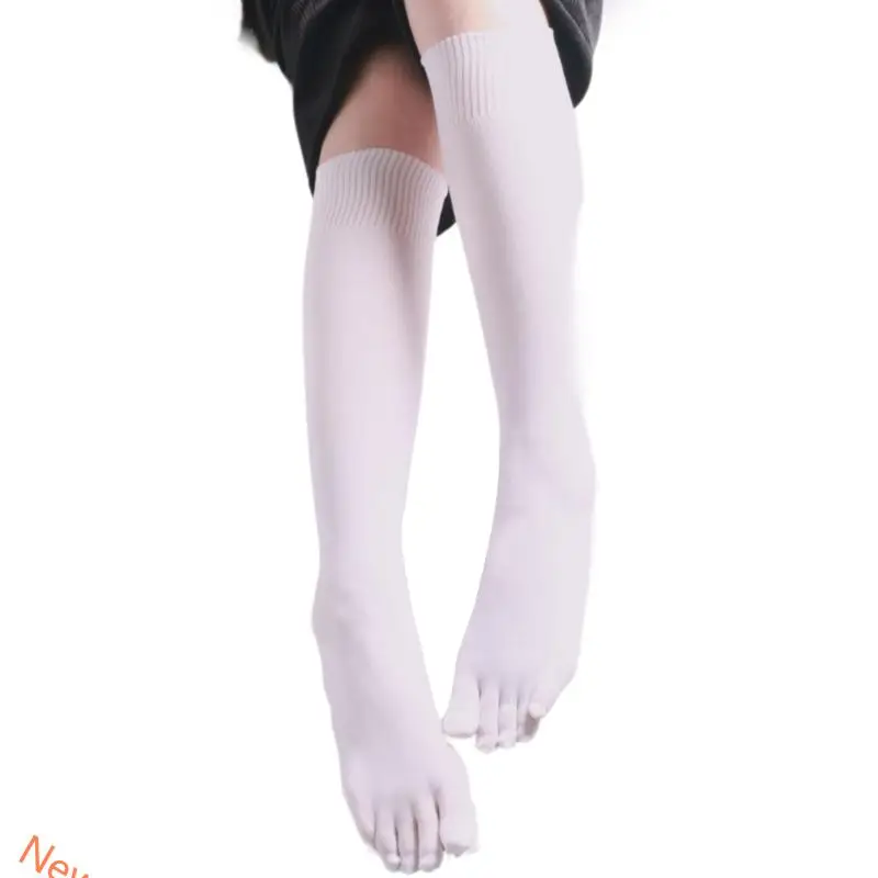 Meias elásticas do joelho dedão do dedo do joelho para mulheres coloras sólidas meias dedos