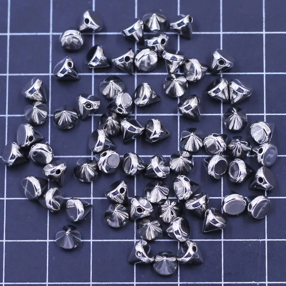 RiSALE Spike Studs entretoise perles vêtement ton argent cône acrylique pour bijoux bricolage vêtements sacs robe chapeaux 6mm 100 pièces/200 pièces