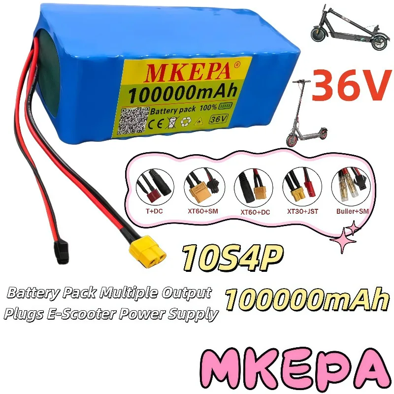 36V 18650 Li-ion Battery Pack 10S4P Electric Scooter Replacement Battery 100000mAh 100Ah