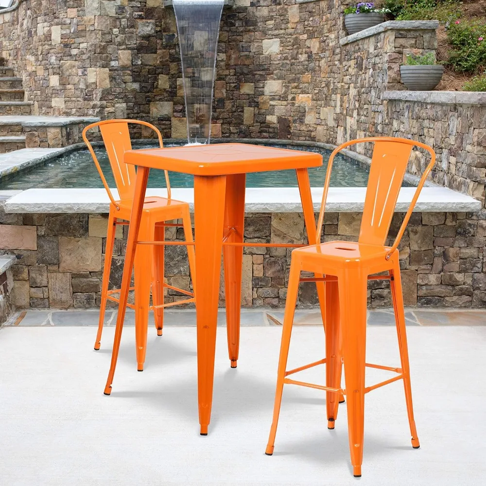 Lily Metal Barstool com Costas Removíveis, Laranja, Classe Comercial, Alta, Interior e Exterior, 4 Pack, 30 pol