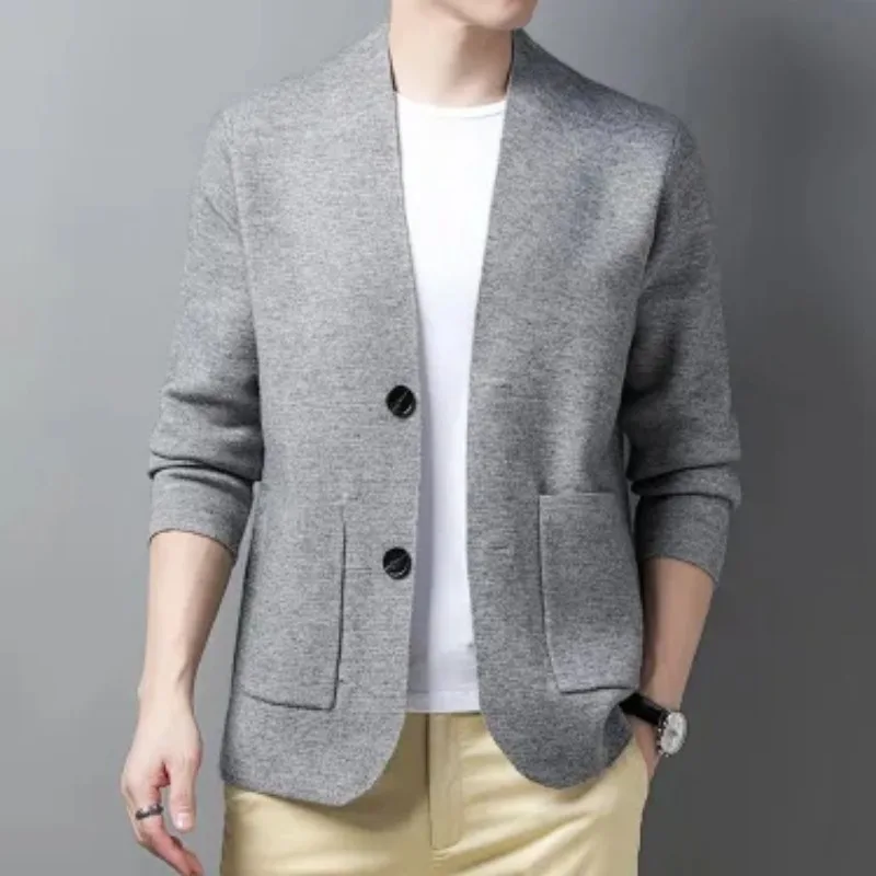 Men's Loose Knit Cardigan Casual Plus Size Knitted Jacket For Middle Aged Youth Men Autumn Winter
