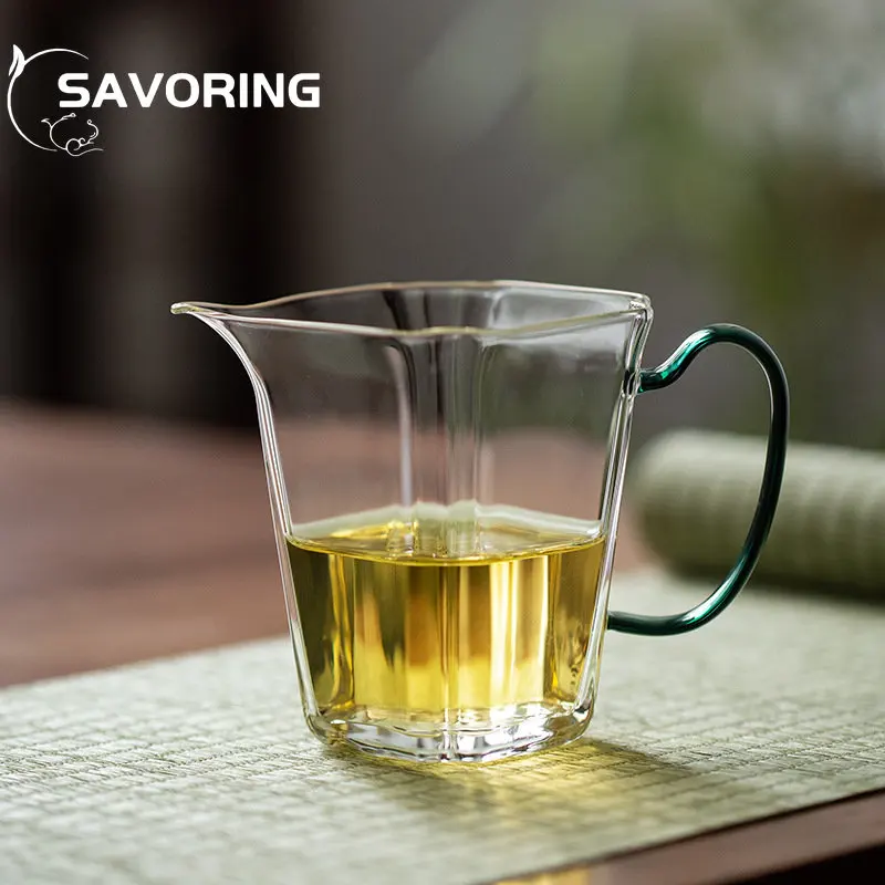 

180ML Creativity Transparent Glass Tea Pitcher Thicken Borosilicate Glass Square Side Handled Justice Cup Kung Fu Green Tea Gift