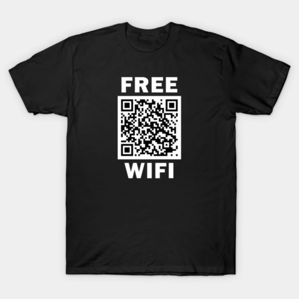 Men Women 2026 Cotton T Shirt Free Wifi QR Code Print Casual Streetwear Funny Graphic Clothing