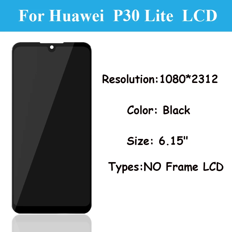 TFT For HUAWEI P30 Lite LCD Display Touch Screen Digitizer Assembly Nova 4E LCD MAR-LX1 LX1M LX2 L21A Replacement Parts