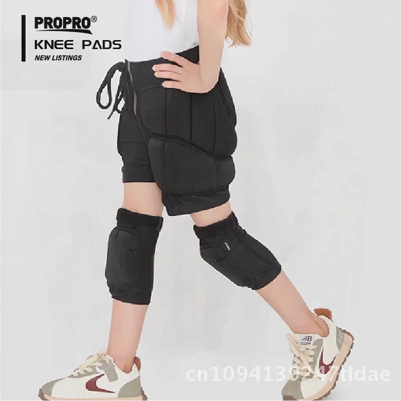

PROPRO Children's Soft Knee Pads for Skiing Roller Skateboarding Extreme Sports Protective Gear Black Lycra EVA Padding